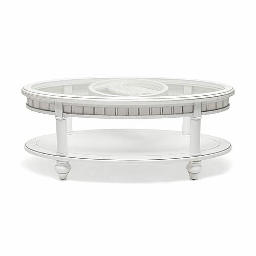 Monaco Oval Coffee Table w/Pelican Insert - White by Lineage Collections