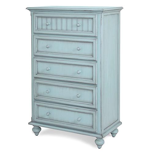 Monaco 5 Drawer Chest - Bleu by Lineage Collections