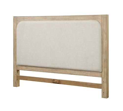 Heartford Upholstered Solidwood Queen Headboard - Weathered Natural & Cream Fabric by Lineage Collections