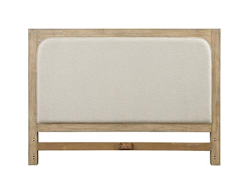 Heartford Upholstered Solidwood King Headboard - Weathered Natural & Cream Fabric by Lineage Collections