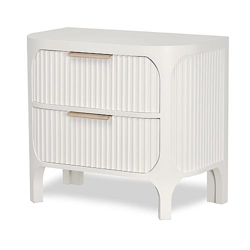 Genevie Reed 2 Drawer Solidwood Nightstand w/Power & USB - Pristine White by Lineage Collections