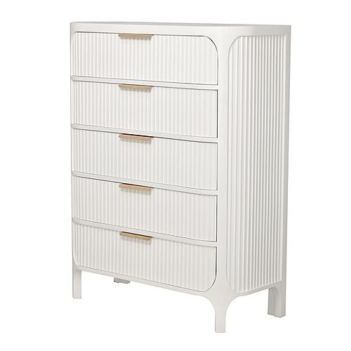Genevie Reed 5 Drawer Solidwood Chest - Pristine White by Lineage Collections