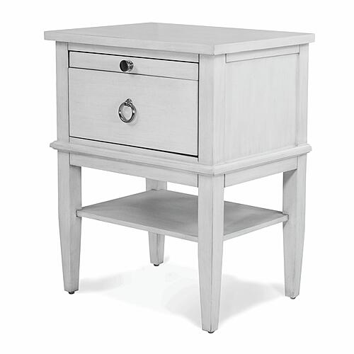 Point Breeze 1 Drawer Open Nightstand w/Power and USB A + C - Fresh White w/Soft Grey Glaze by Lineage Collections
