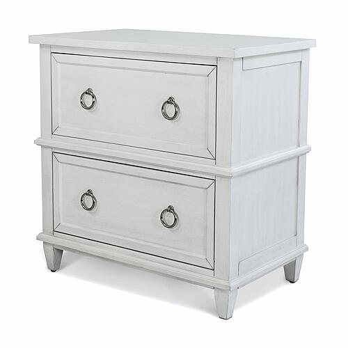 Point Breeze 2 Drawer Nightstand w/Power and USB A + C - Fresh White w/Soft Grey Glaze by Lineage Collections