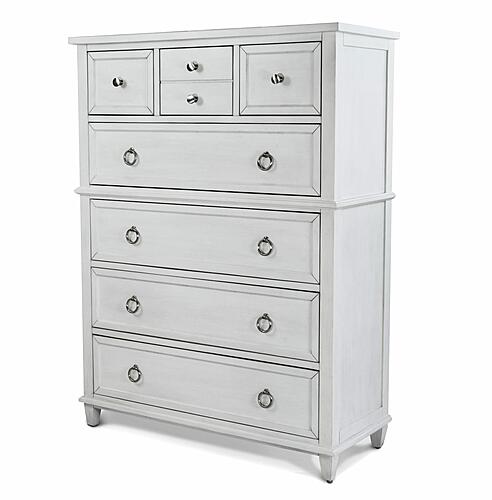 Point Breeze 7 Drawer Chest - Fresh White w/Soft Grey Glaze by Lineage Collections