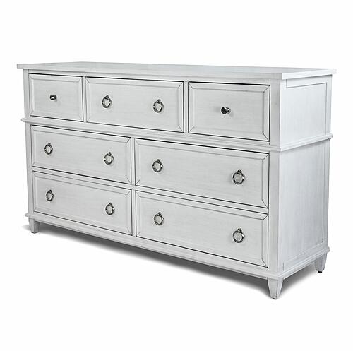 Point Breeze 7 Drawer Dresser - Fresh White w/Soft Grey Glaze at Futonland