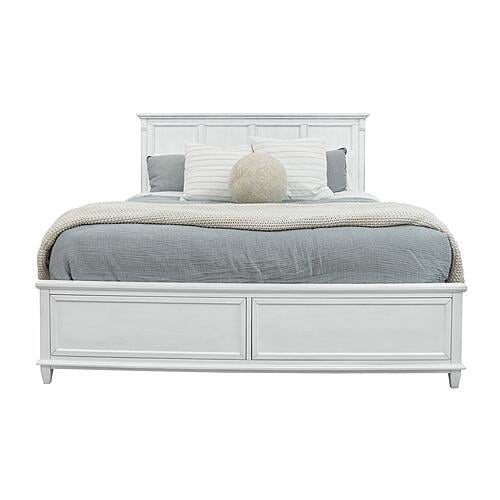 Point Breeze Non-Storage King Bed - Fresh White w/Soft Grey Glaze by Lineage Collections