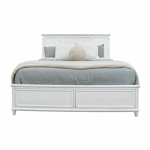 Point Breeze Non-Storage Queen Bed - Fresh White w/Soft Grey Glaze by Lineage Collections