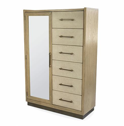 Rio Vista Woven Mirrored Door & 6 Drawer Chest - Muted Earth Tones and Clay by Lineage Collections