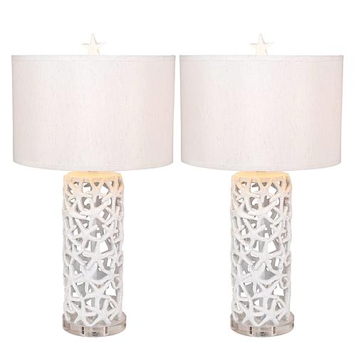 Aloha Elegant Starfish Table Lamp (Set of 2) - White by Lineage Collections