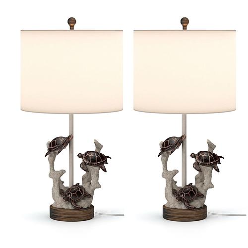 27'' Turtles Coastal Seaside Table Lamp (Set of 2) - Natural by Lineage Collections