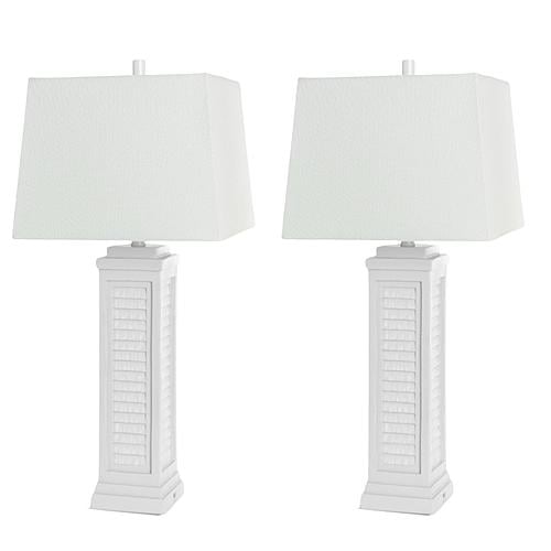 Shutter 32b Table Lamp w/USB Charging Port (Set of 2) - White by Lineage Collections