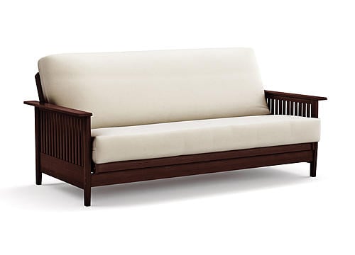 Futon Frame - Queen Size - Denali Dark Cherry Wall Hugger by Strata Furniture
