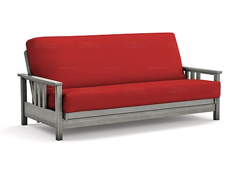 Premium Futon Set - Queen Size - Durango Gray Wall Hugger Frame, Mattress w/Removable Suede Cover