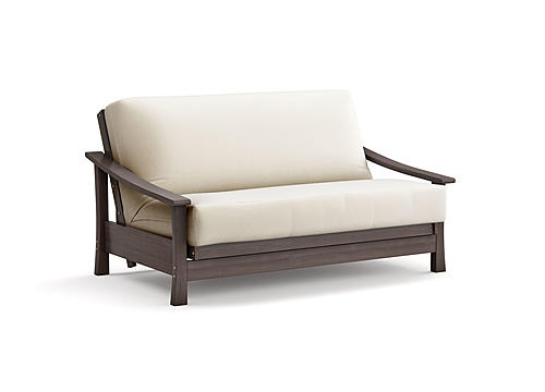 Pagoda Gray Queen Loveseat Wall Hugger Futon Frame by Strata Furniture