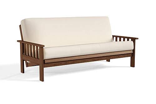 Futon Frame - Front-Closing Eco-Friendly Hardwood - Taurus Walnut by Comfort Pure
