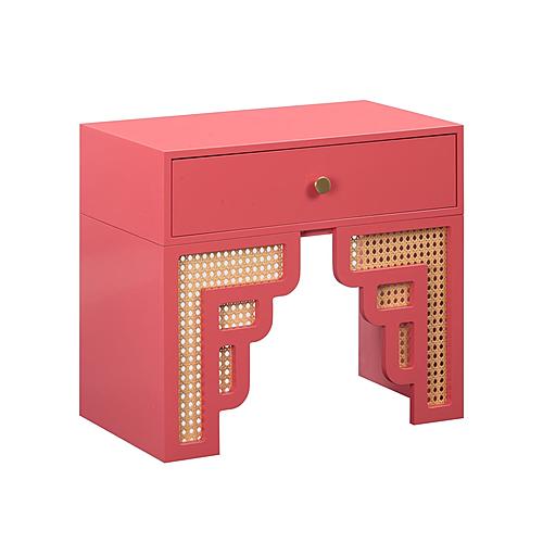 Suzie Coral Pink & Rattan Nightstand by TOV Furniture