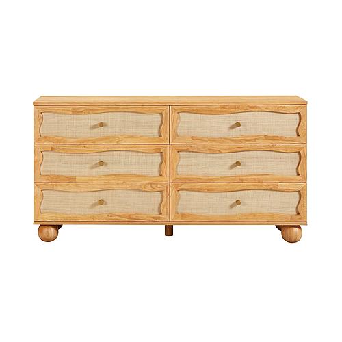 Grappa Natural Wood & Rattan Wavy Dresser by TOV Furniture