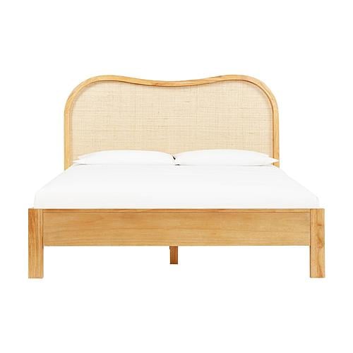 Grappa Natural Wood & Rattan Queen Bed by TOV Furniture