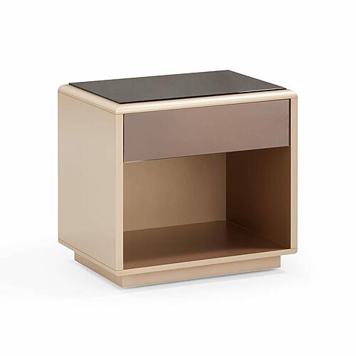 Martha Taupe Mirrored Nightstand by TOV Furniture