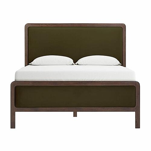 Hella Forest Green Velvet Queen Bed by TOV Furniture
