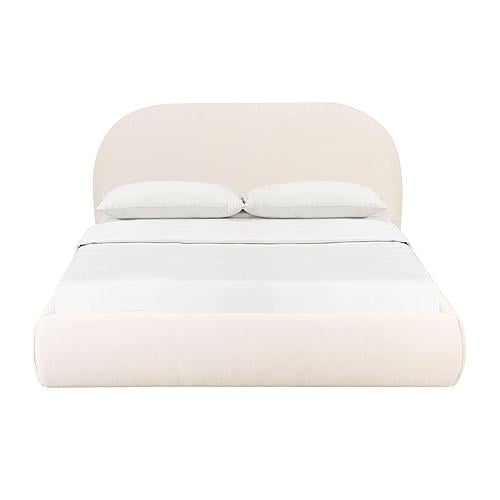 Bara Cream Textured Velvet King Bed by TOV Furniture