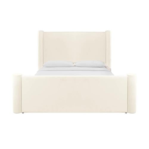 Athara Cream Velvet Queen Bed by TOV Furniture