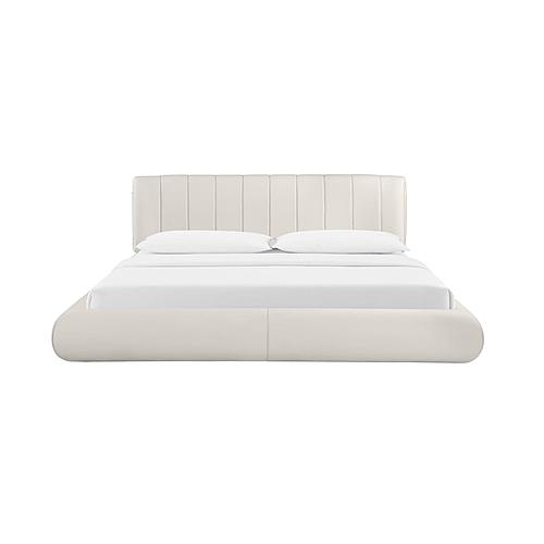 Karol Cream Vegan Leather Queen Bed by TOV Furniture