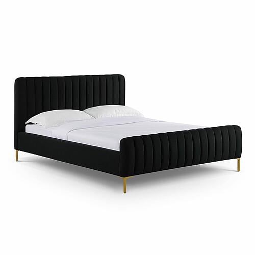 Angela Black Upcycled Linen Queen Bed by TOV Furniture