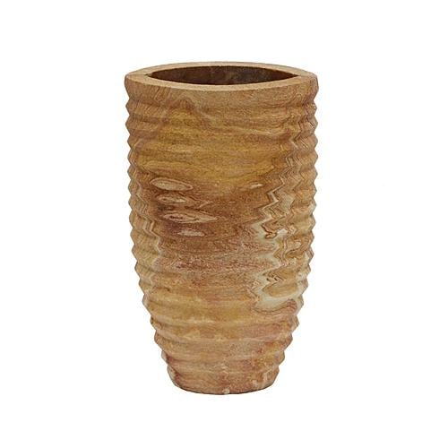 Saava Ribbed Stone Vase in Sandstone by TOV Furniture