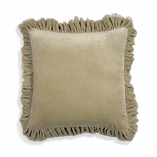 Alessia Distressed Beige Velvet Pillow by TOV Furniture