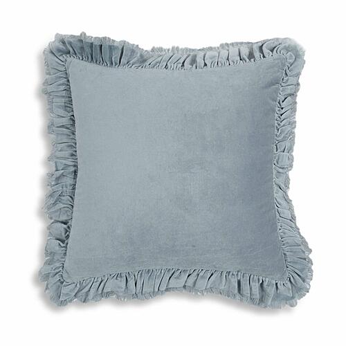 Alessia Distressed Blue Velvet Pillow by TOV Furniture