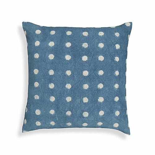 Indigo Dots Cotton 20 inch Square Accent Pillow by TOV Furniture