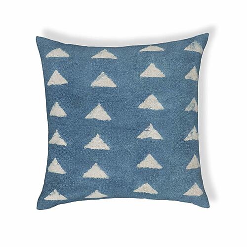 Indigo Triangles Cotton 20 inch Square Accent Pillow by TOV Furniture