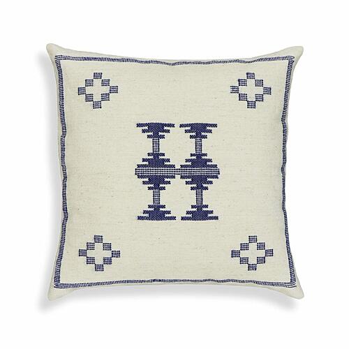 Aztec Cream & Indigo Wool 20 inch Square Accent Cushion by TOV Furniture