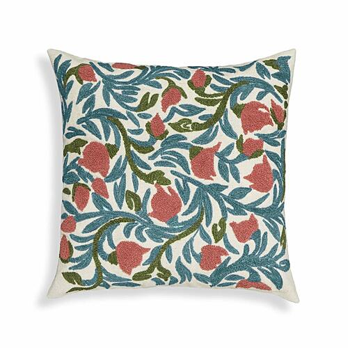 Tulip Embroidered Floral Wool 20 inch Square Accent Cushion by TOV Furniture