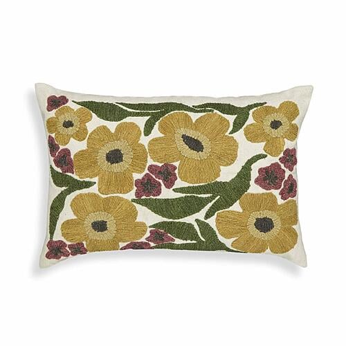 Blossom Embroidered Daisy Wool 24 x 16 inch Accent Cushion by TOV Furniture