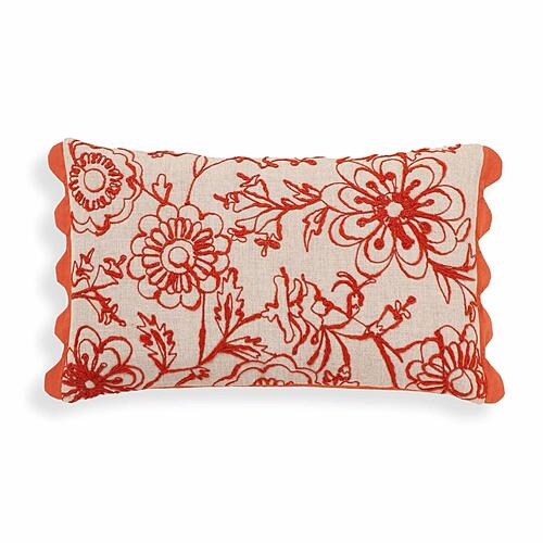 Portia Orange Embroidered Cotton Flex 20 x 12 inch Accent Cushion by TOV Furniture