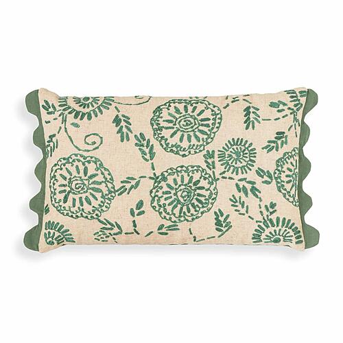Portia Aqua Embroidered Cotton Flex 20 x 12 inch Accent Cushion by TOV Furniture
