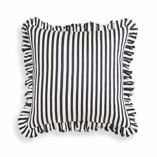Alessia Navy Striped Ruffle 20 inch Square Accent Pillow by TOV Furniture