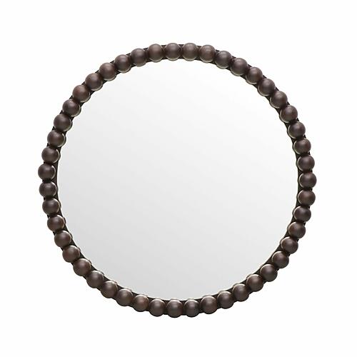 Baria Walnut Finish Round Wall Mirror by TOV Furniture