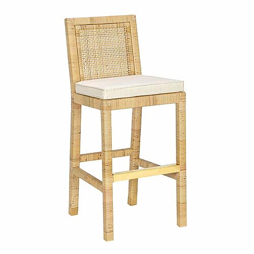 Amara Cream Linen Barstool by TOV Furniture