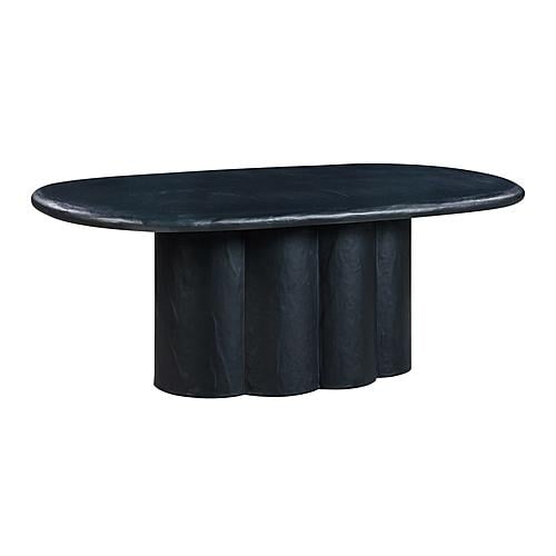 Elika Black Faux Plaster Oval Dining Table by TOV Furniture