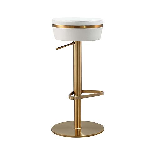 Astro White and Gold Adjustable Stool by TOV Furniture