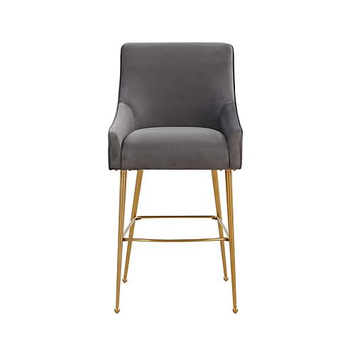 Beatrix Dark Gray Velvet Counter Stool - Gold Legs by TOV Furniture