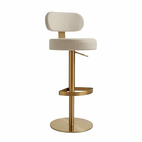 Primrose Cream Textured Performance Fabric Adjustable Stool by TOV Furniture