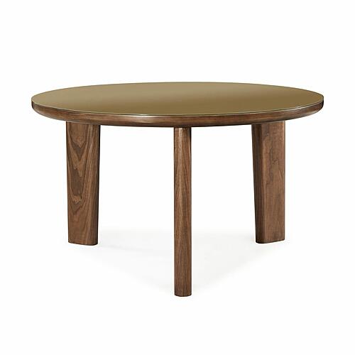Oani Walnut and Glass Round Dining Table by TOV Furniture