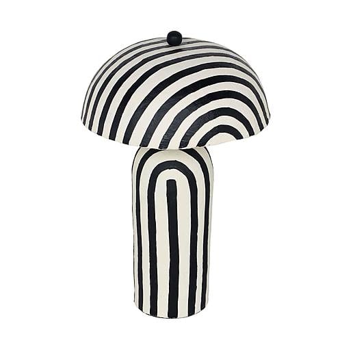 Maiori Black Striped Papier Mache Table Lamp by TOV Furniture