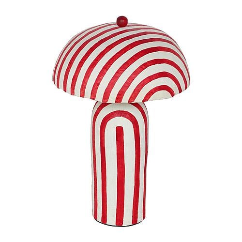 Maiori Red Striped Papier Mache Table Lamp by TOV Furniture