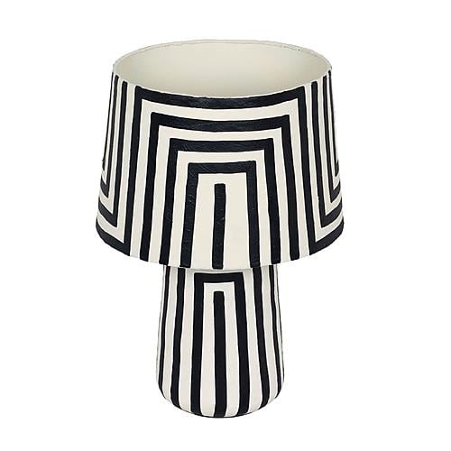 Minori Black Striped Papier Mache Table Lamp by TOV Furniture